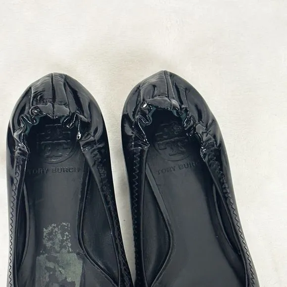 TORY BURCH Reva Black Patent Leather Ballet Flats Size 4M