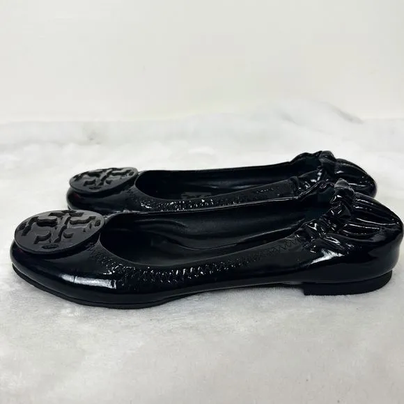 TORY BURCH Reva Black Patent Leather Ballet Flats Size 4M