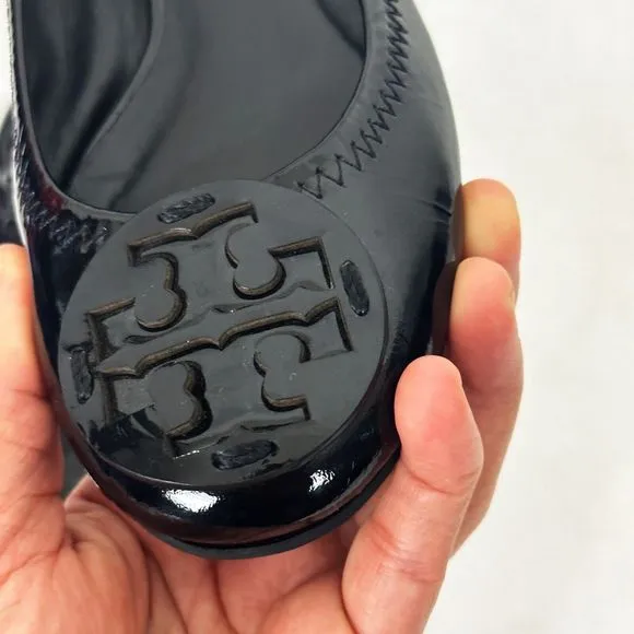 TORY BURCH Reva Black Patent Leather Ballet Flats Size 4M