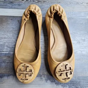 Tory Burch Reva Flats Brown Women's 7