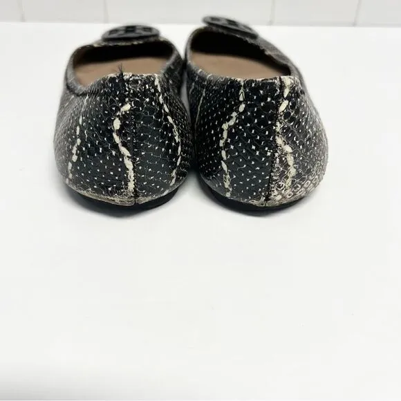 Tory Burch Reva Mojave Snakeskin Leather Flats Size 9.5