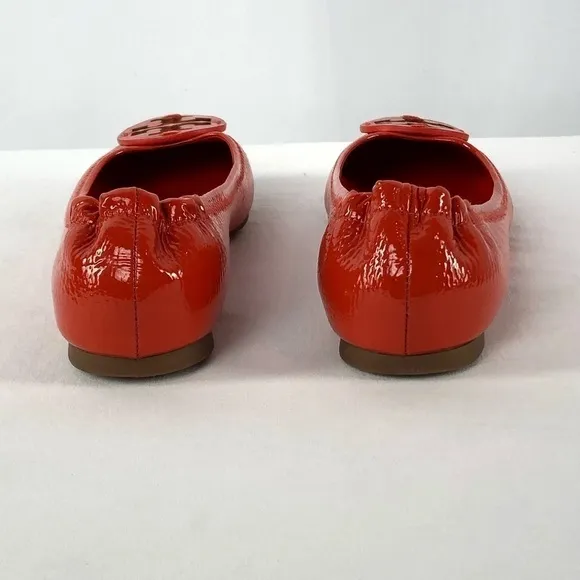 Tory Burch Reva Patent Leather Logo Ballet Flats in Red Size 6.5