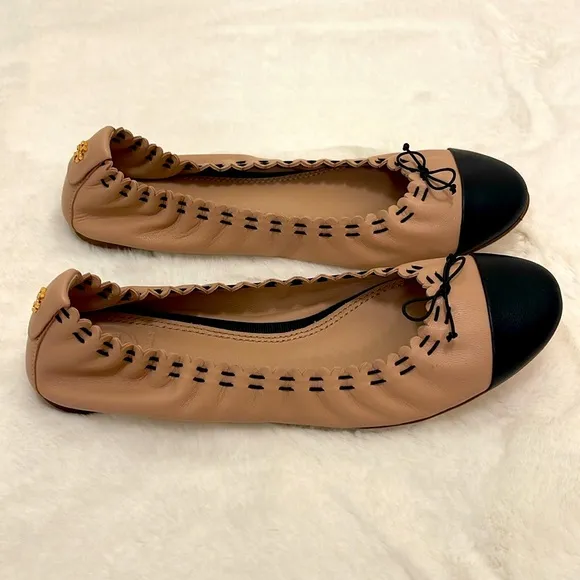 Tory Burch Scallop Elastic Ballet Flats