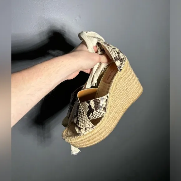 Tory Burch Selby Snake Print Espadrille Wedges Womens Size 8.5