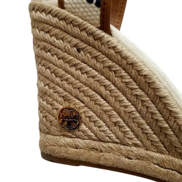 Tory Burch - Shaw Wedge Espadrille | Woven Wedge | Ivory &amp; Navy | Size 6.5