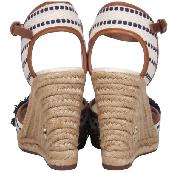 Tory Burch - Shaw Wedge Espadrille | Woven Wedge | Ivory &amp; Navy | Size 6.5