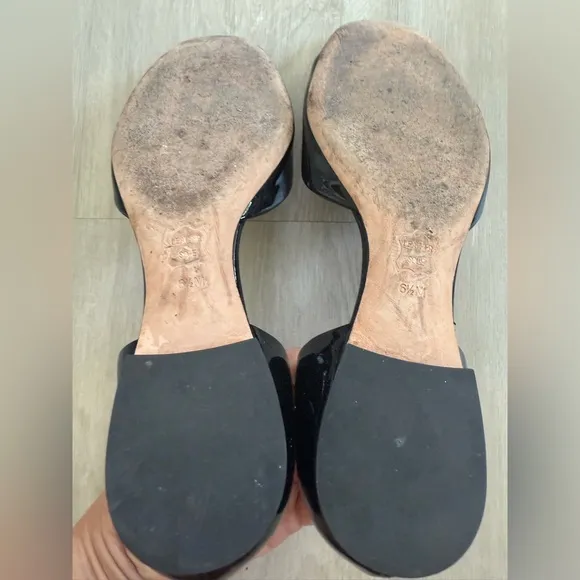 Tory Burch Shiny Leather Black D'orsay Flats Size 6.5