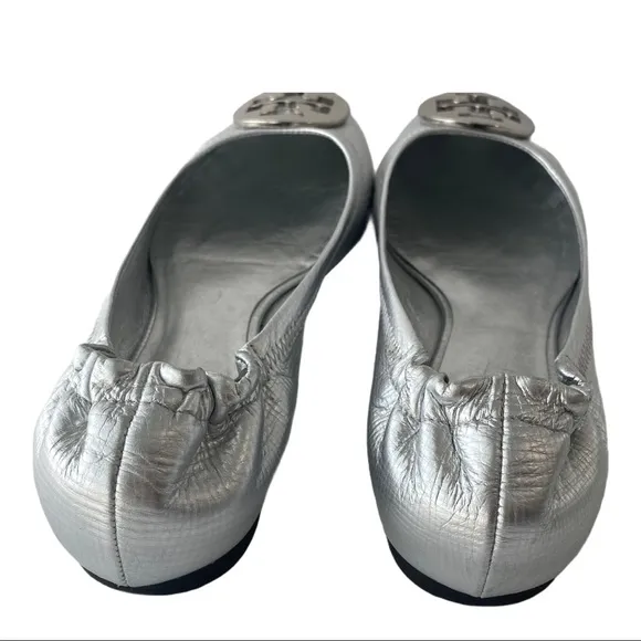 Tory Burch silver Reva Leather  flats size 7.5