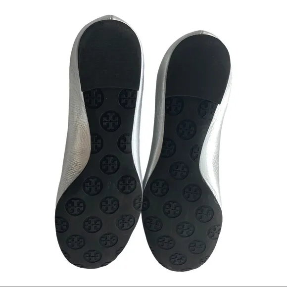 Tory Burch silver Reva Leather  flats size 7.5
