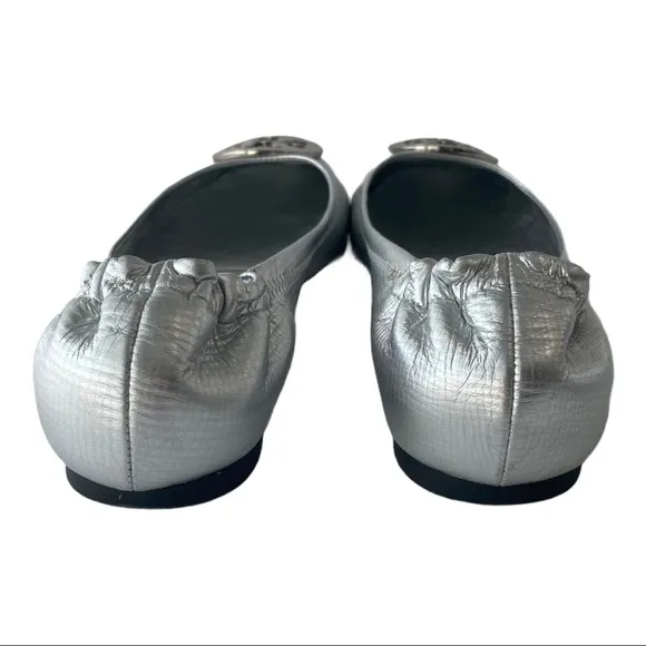 Tory Burch silver Reva Leather  flats size 7.5