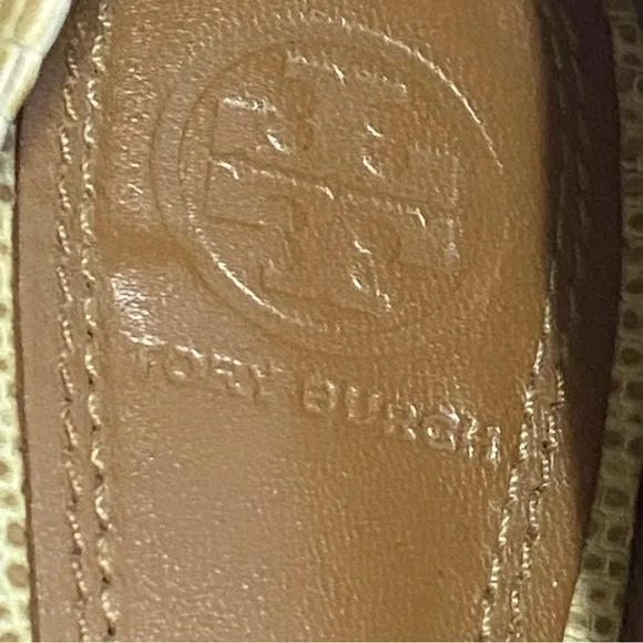 Tory Burch Size 7M Beige Neutral Lizard Embossed Leather Reva Ballet Flats