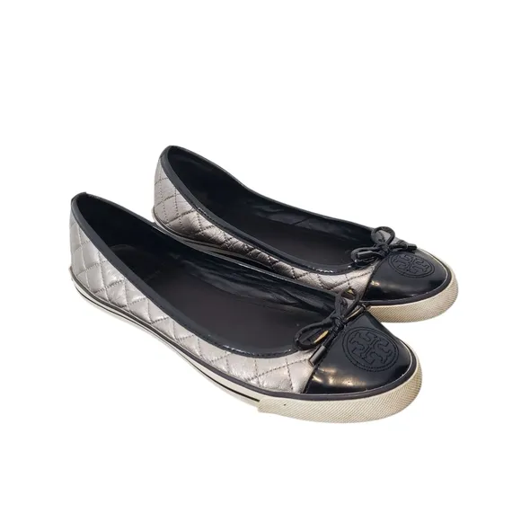 Tory Burch Skyler Quilted Sneaker Leather Ballet Flats Women's Size:9M