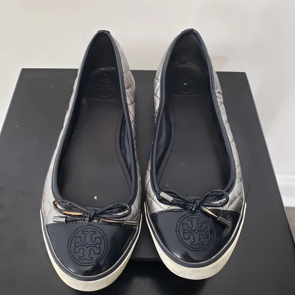 Tory Burch Skyler Quilted Sneaker Leather Ballet Flats Women's Size:9M