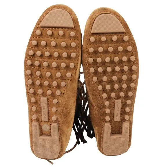 Tory Burch Sonoma Bootie Fringe Suede Brown Women's 5.5 Ankle Moccasins Boots