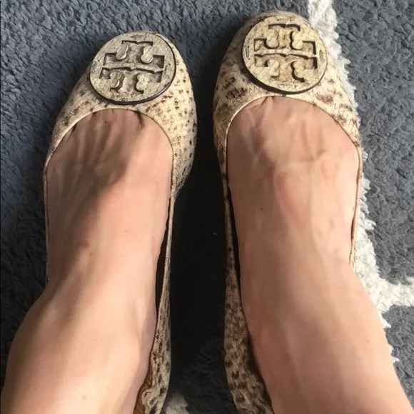 Tory Burch sz 9.5 rattlesnake leather flats