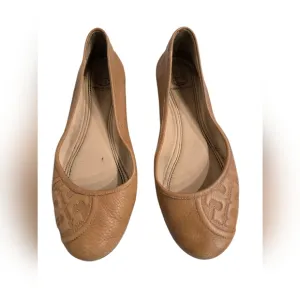 Tory Burch Tan Leather Embossed Ballet Flats 8