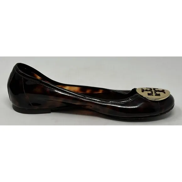 Tory Burch Tortoise Shell Reva Ballet Jelly Flats Women’s 6.5 Patent Leather