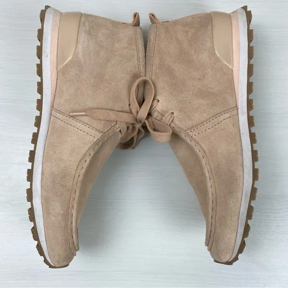Tory Burch Tory Sport Blush Suede Chukka Trainer Boots Size 10M Lace Up Pink