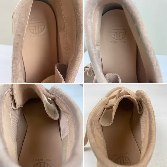 Tory Burch Tory Sport Blush Suede Chukka Trainer Boots Size 10M Lace Up Pink