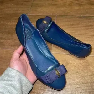 Tory Burch Trudy Ribbon Bow Patent Leather Flats