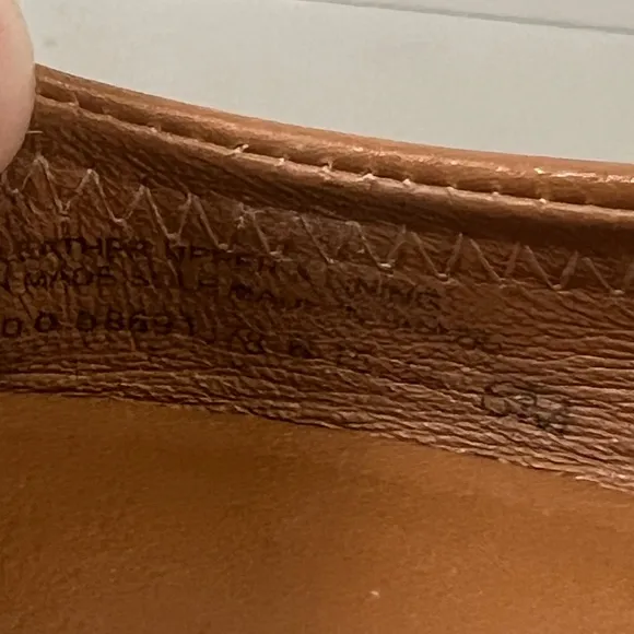 Tory Burch Tumbled Leather Reva Ballet Flats Royal Tan/Gold Size 8