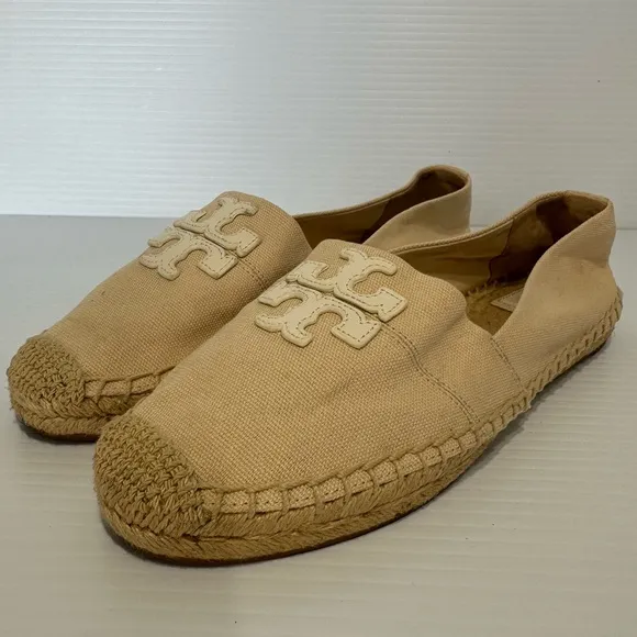 Tory Burch Weston Natural Logo Espadrille Flats Size 7