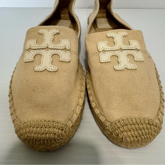 Tory Burch Weston Natural Logo Espadrille Flats Size 7