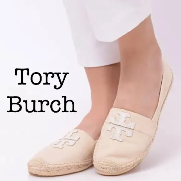 Tory Burch Weston Natural Logo Espadrille Flats Size 7