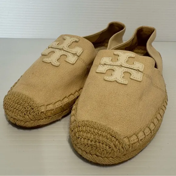 Tory Burch Weston Natural Logo Espadrille Flats Size 7