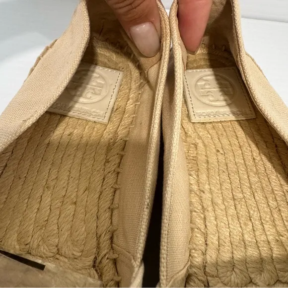 Tory Burch Weston Natural Logo Espadrille Flats Size 7