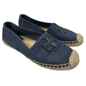 Tory Burch Weston Navy Blue and Black FlatEspadrille Slip On Shoes 6