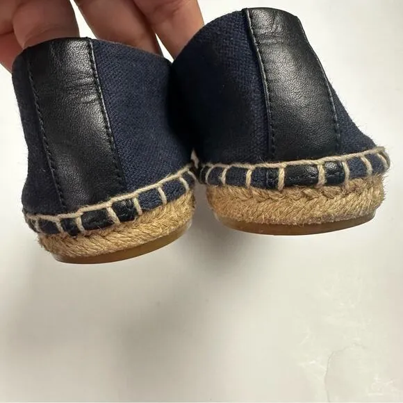 Tory Burch Weston Navy Blue and Black FlatEspadrille Slip On Shoes 6