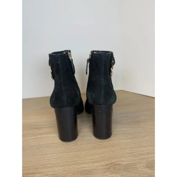Tory Burch Women's 40999 Size 7.5M Green Sophia Suede Ankle Bootie Lug Sole
