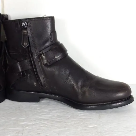 Tory Burch Women's Derby US 6M Brown Leather Flat Ankl Chelsea Bootie Boots