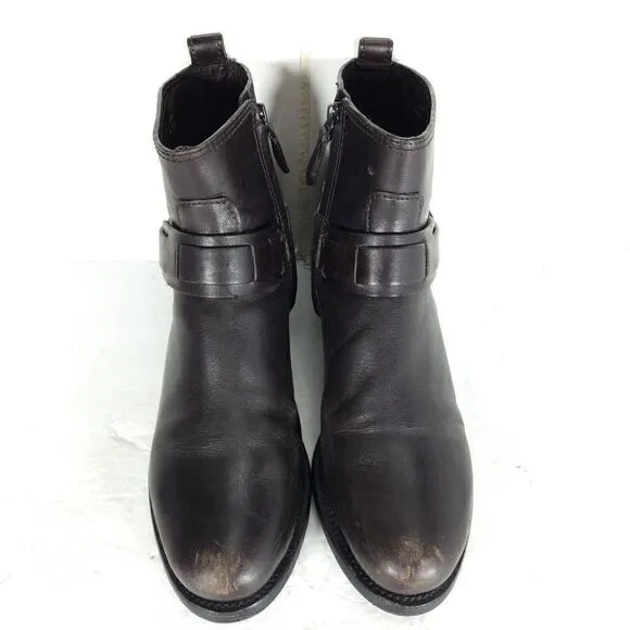 Tory Burch Women's Derby US 6M Brown Leather Flat Ankl Chelsea Bootie Boots