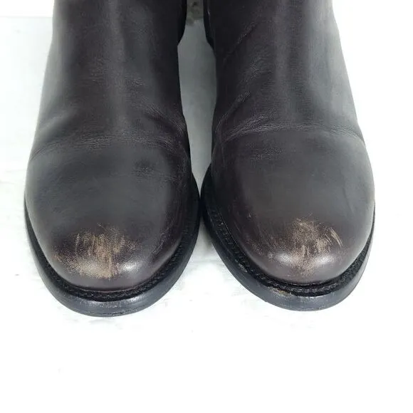 Tory Burch Women's Derby US 6M Brown Leather Flat Ankl Chelsea Bootie Boots