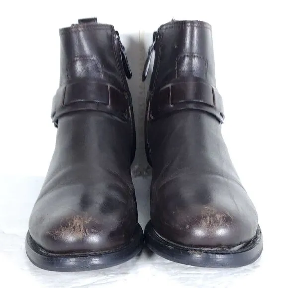 Tory Burch Women's Derby US 6M Brown Leather Flat Ankl Chelsea Bootie Boots