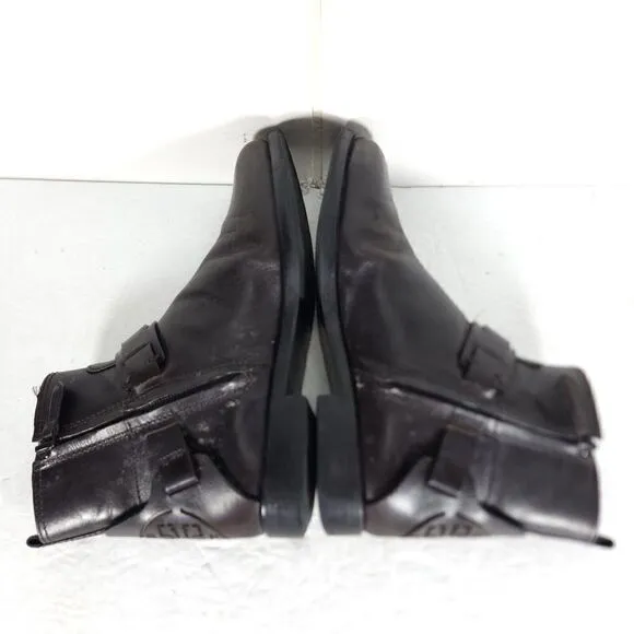 Tory Burch Women's Derby US 6M Brown Leather Flat Ankl Chelsea Bootie Boots