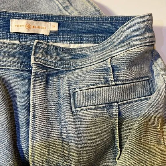 Tory BURCH High Rise Strait Leg Boot Cut Flare Boho Retro Jeans in Denim