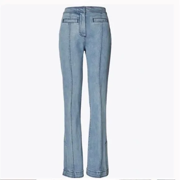 Tory BURCH High Rise Strait Leg Boot Cut Flare Boho Retro Jeans in Denim