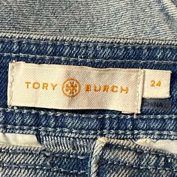 Tory BURCH High Rise Strait Leg Boot Cut Flare Boho Retro Jeans in Denim