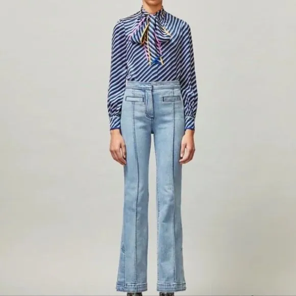 Tory BURCH High Rise Strait Leg Boot Cut Flare Boho Retro Jeans in Denim