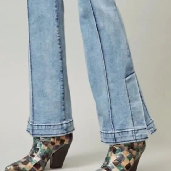 Tory BURCH High Rise Strait Leg Boot Cut Flare Boho Retro Jeans in Denim