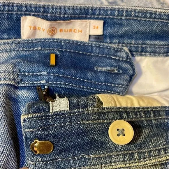 Tory BURCH High Rise Strait Leg Boot Cut Flare Boho Retro Jeans in Denim