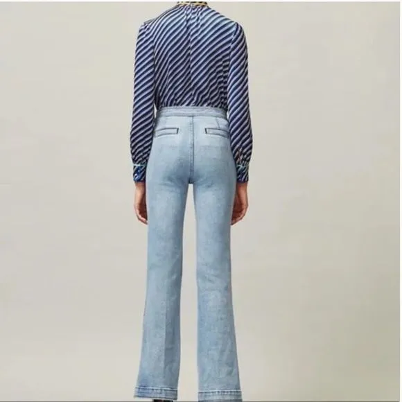 Tory BURCH High Rise Strait Leg Boot Cut Flare Boho Retro Jeans in Denim