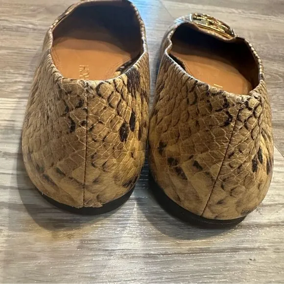 TORY BURCH Ballet Flats Size 6.5 Leather Georgia Snakeskin Animal Print