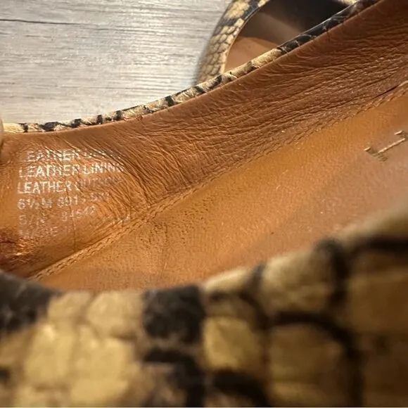 TORY BURCH Ballet Flats Size 6.5 Leather Georgia Snakeskin Animal Print