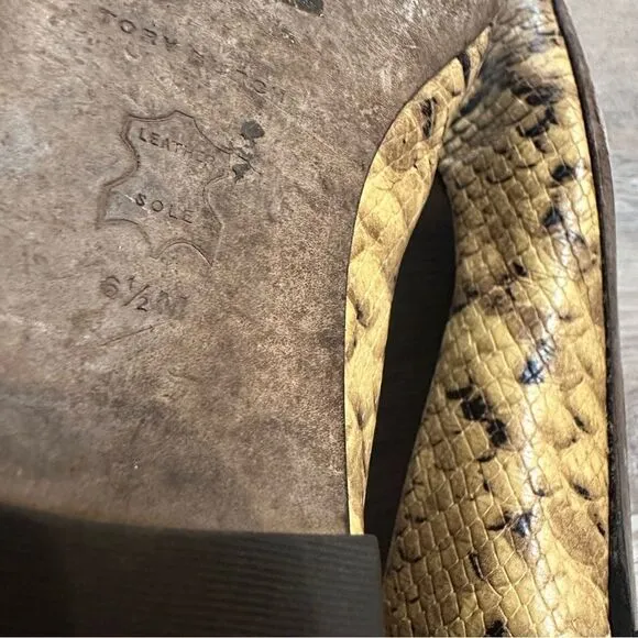 TORY BURCH Ballet Flats Size 6.5 Leather Georgia Snakeskin Animal Print