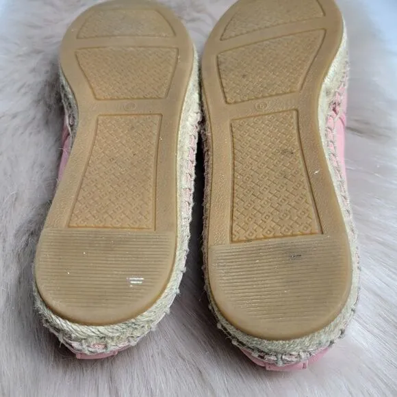 Tory Burch Pink  Perforated Leather Espadrille Flats