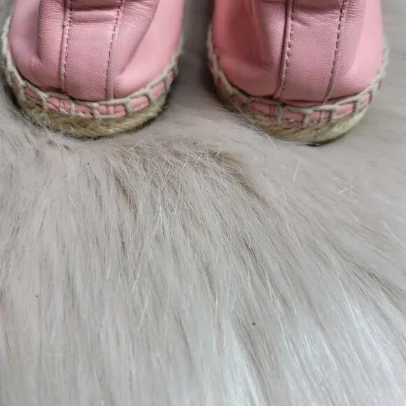 Tory Burch Pink  Perforated Leather Espadrille Flats